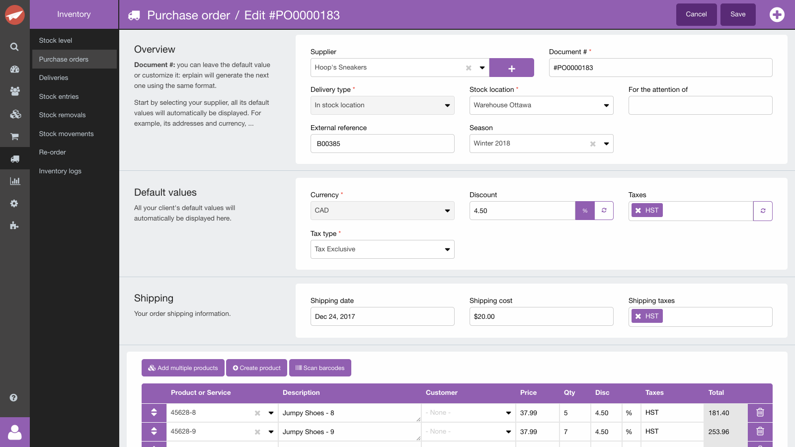 Erplain B2B Sales & Inventory Screenshot