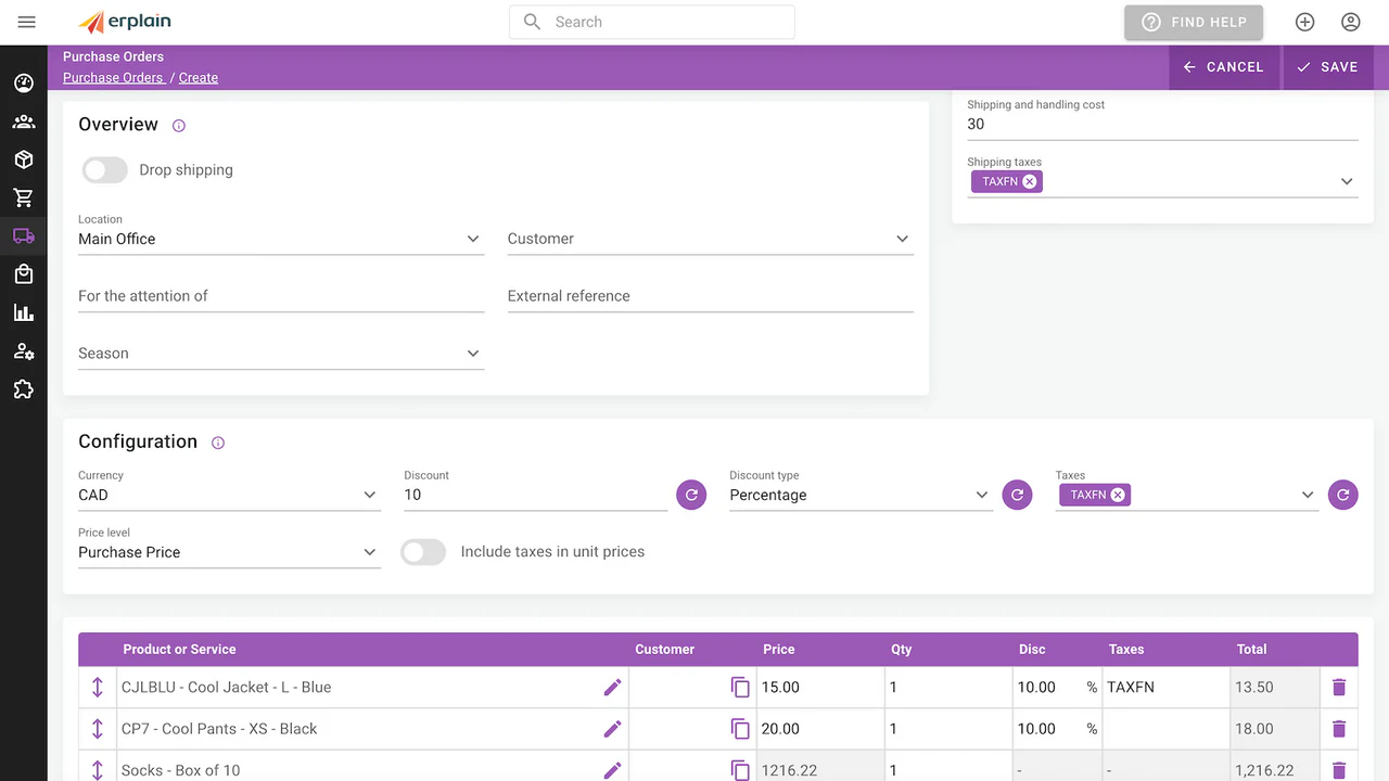 Purchase orders