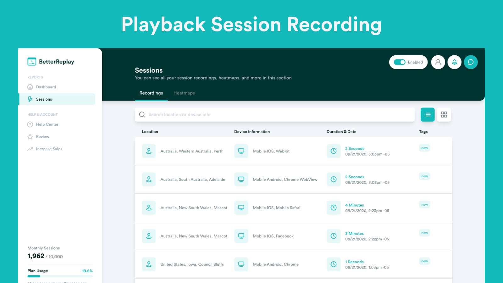 Replay Live Session Recordings | Shopify App Store