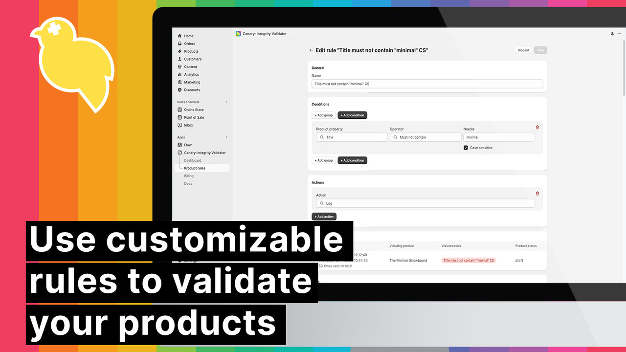 Use reglas personalizables para validar sus productos
