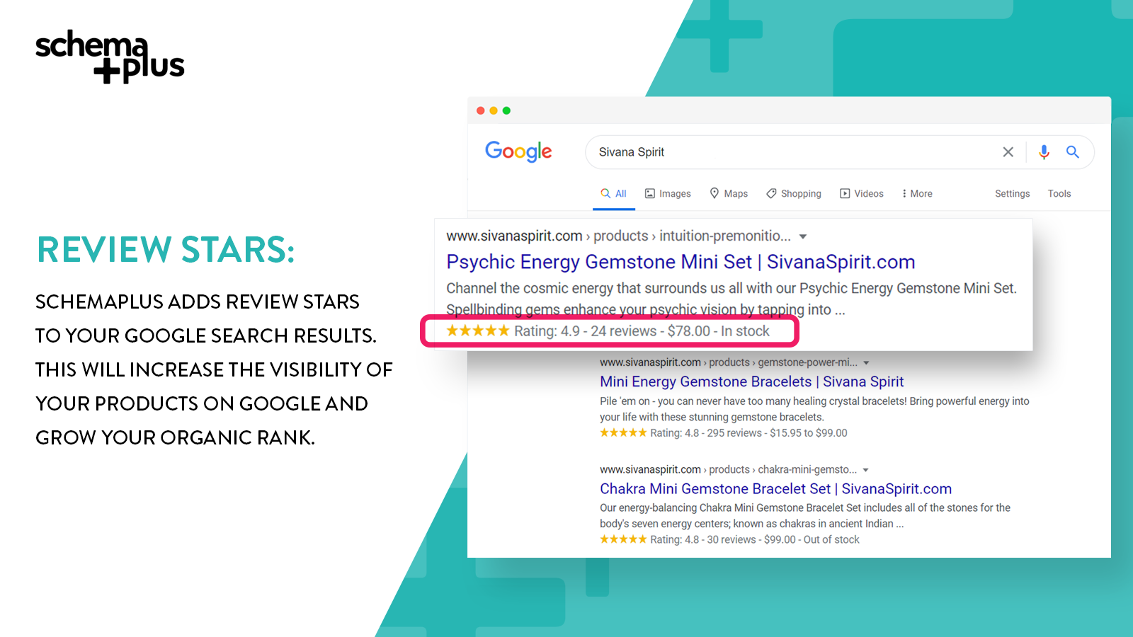 SchemaPlus will add review stars on Google.