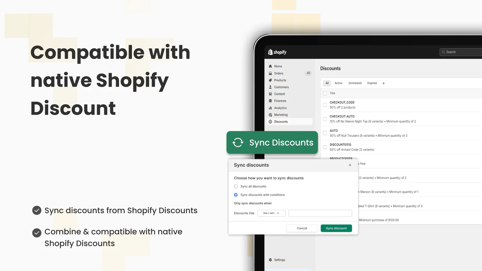 Compatible avec les réductions natives de Shopify