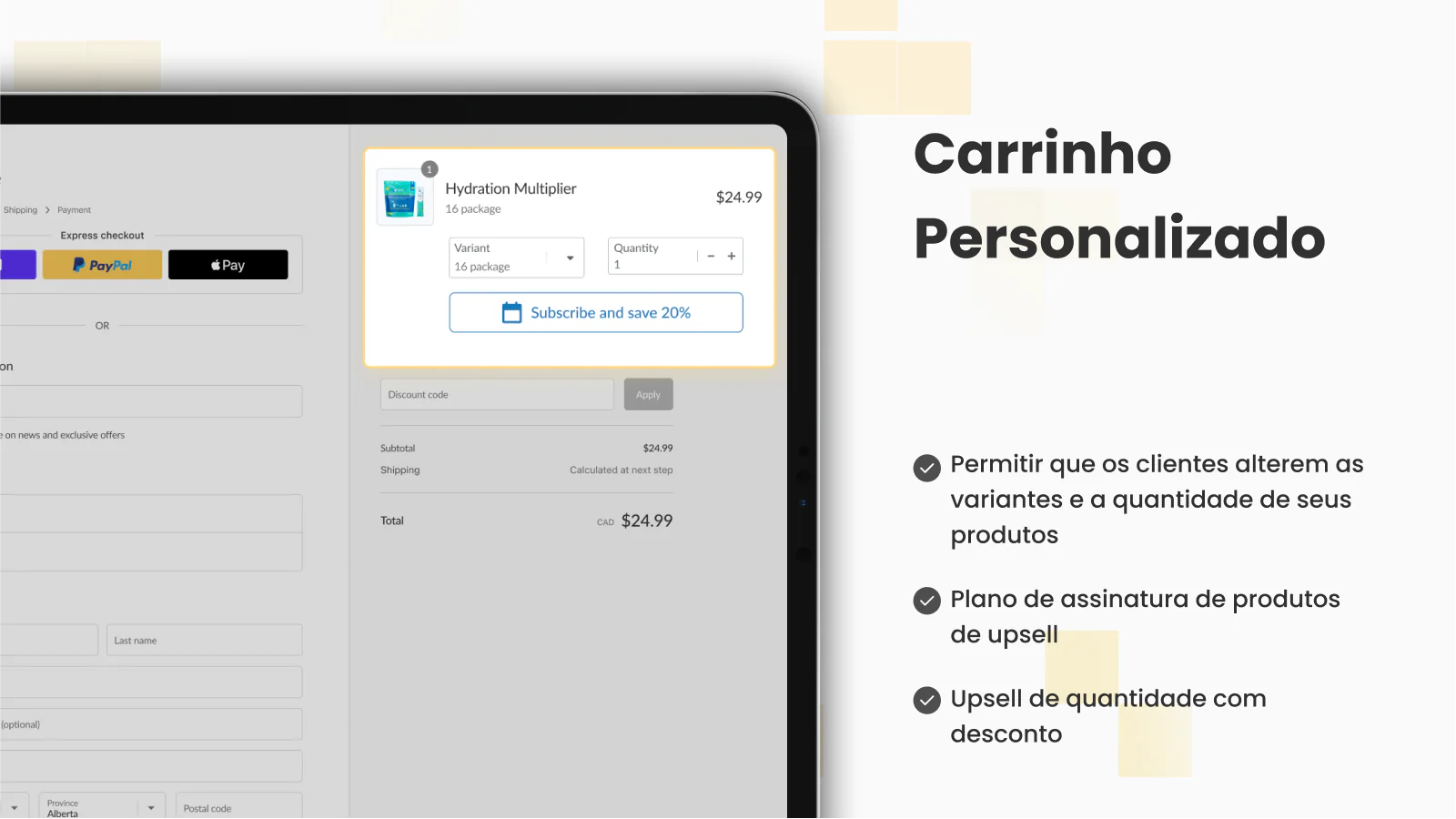 Atualizar item na finalização da compra, vender com desconto