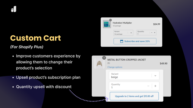 Update cart's item selections and checkout uspell with discount