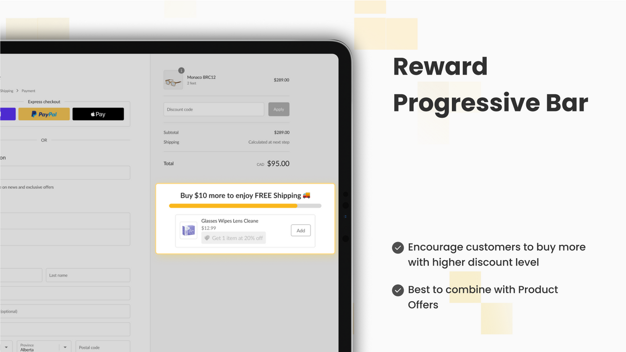 Kassa upsell med Progressive Reward Bars