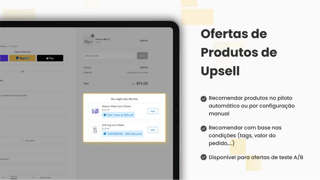 Maximize a receita na página de checkout com ofertas de upsell