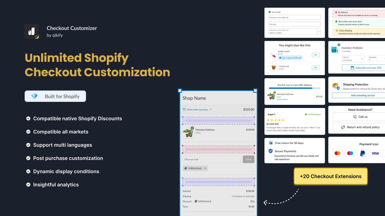 customize checkout upsell, custom field, branding, post purchase