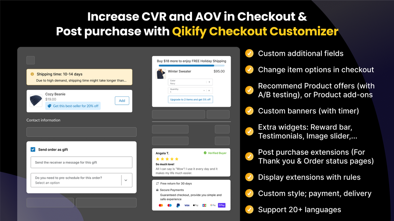 customize checkout upsell, custom field, branding, post purchase