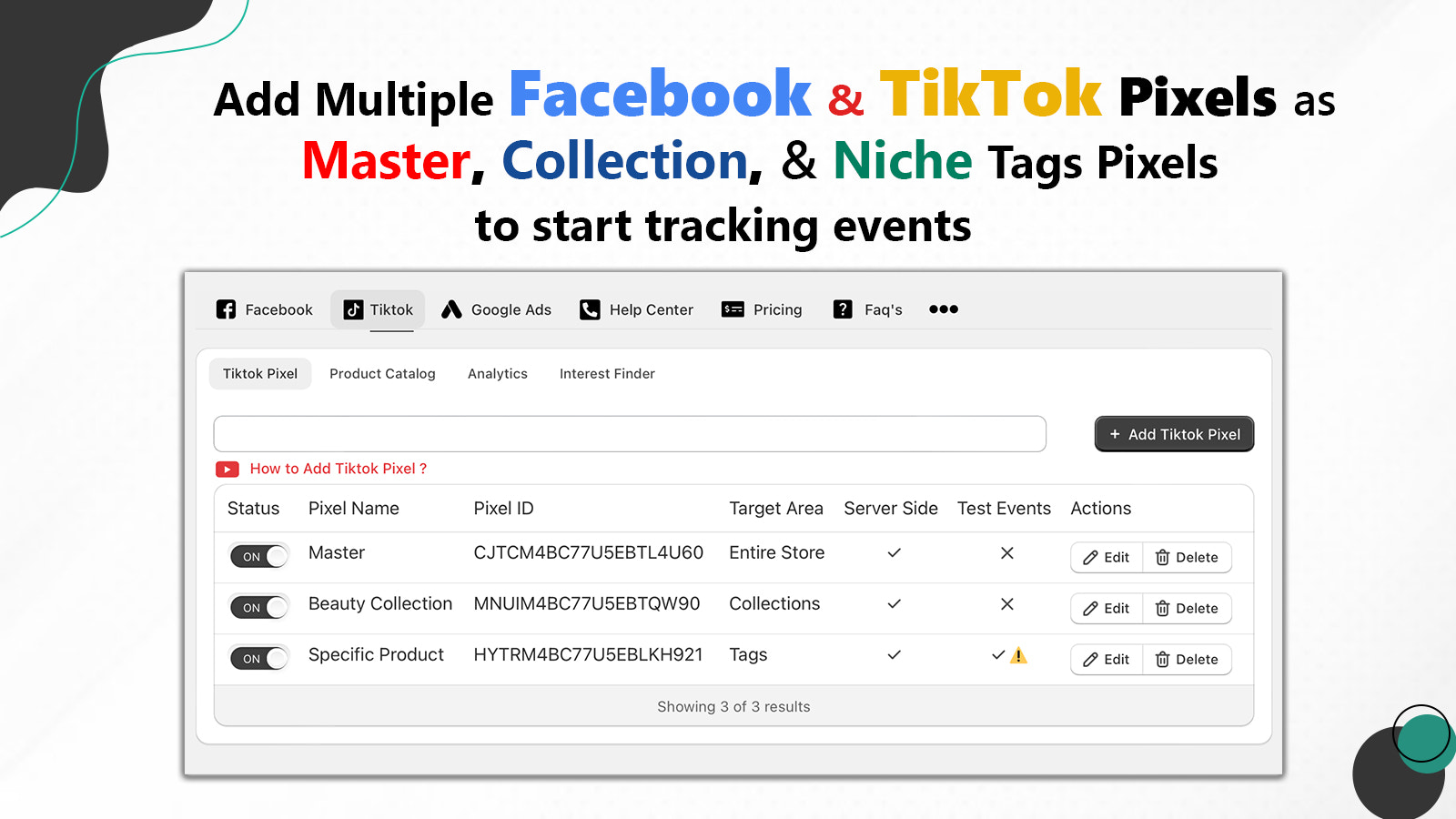 realtime facebook pixel tracking en tiktok pixel tracking