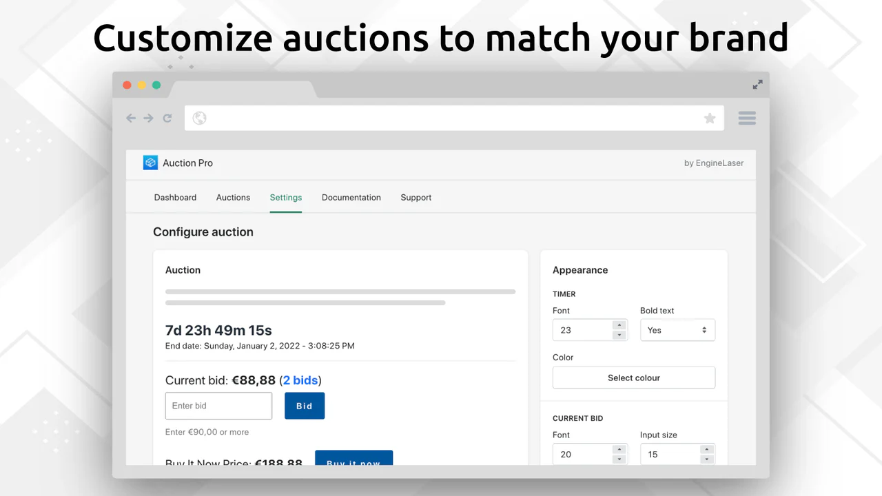 Screenshot customize auctions