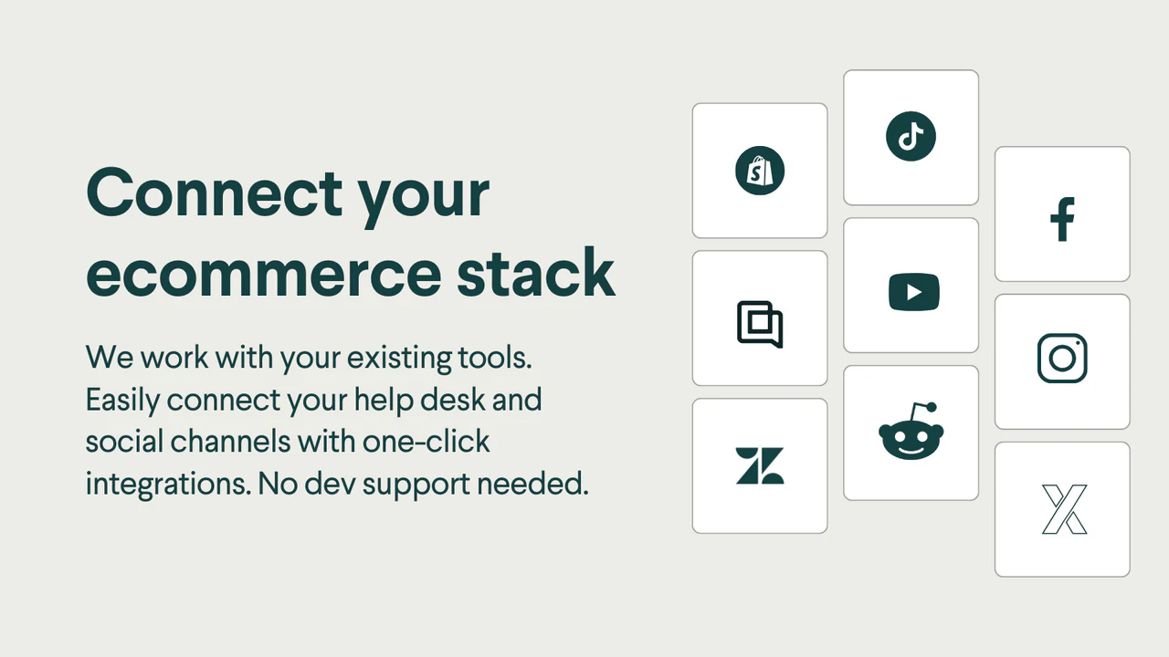 Connectez facilement votre helpdesk existant et vos canaux sociaux