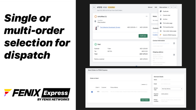 Send order(s) to FENIX Express for fulfillment