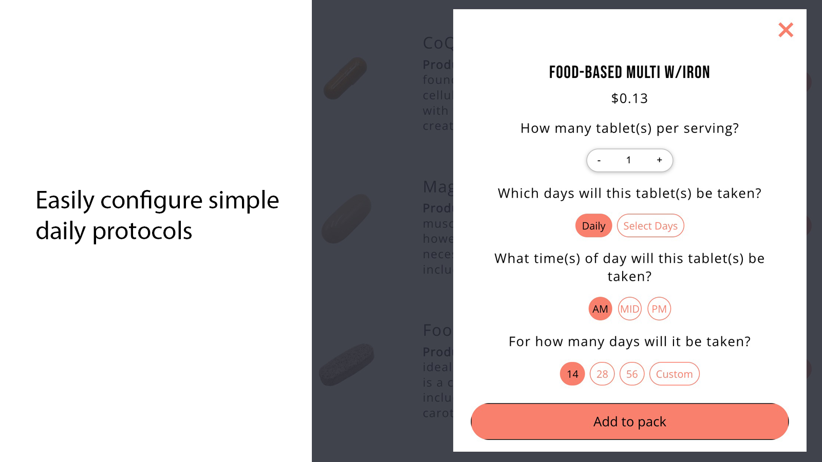 Basique : Vos consommateurs peuvent créer des protocoles quotidiens simples