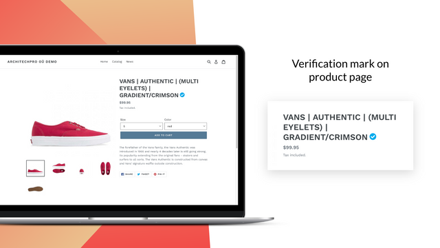 Verifizierte Produktseite – Shopify Abzeichen