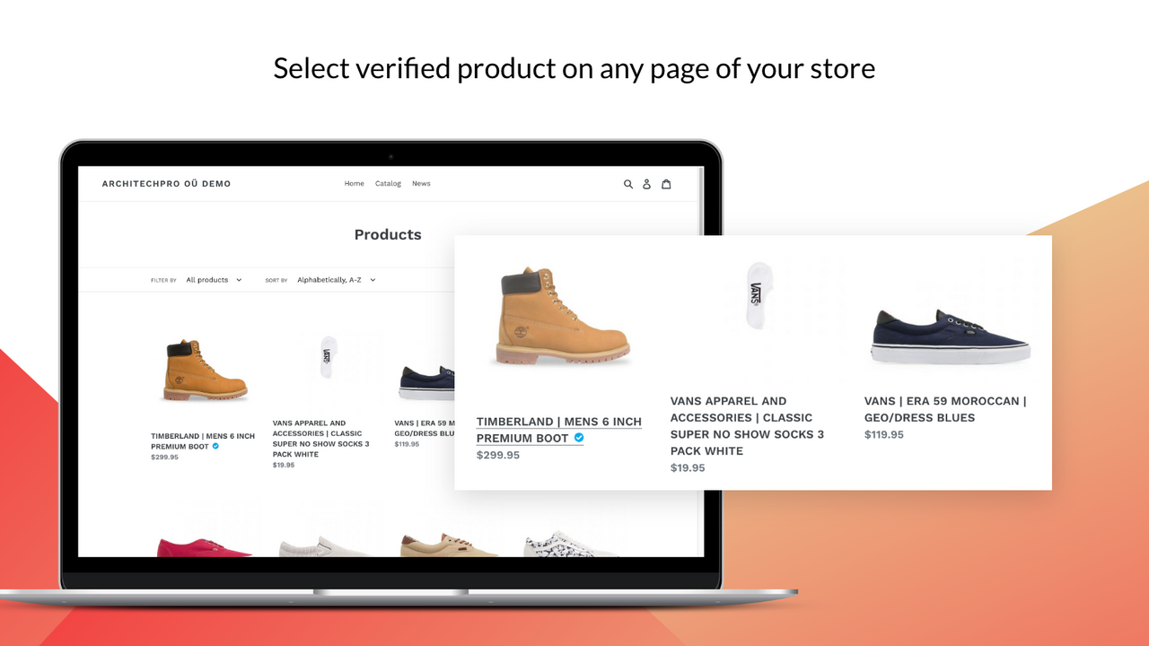 “Verified Product Badges”应用程序的外观