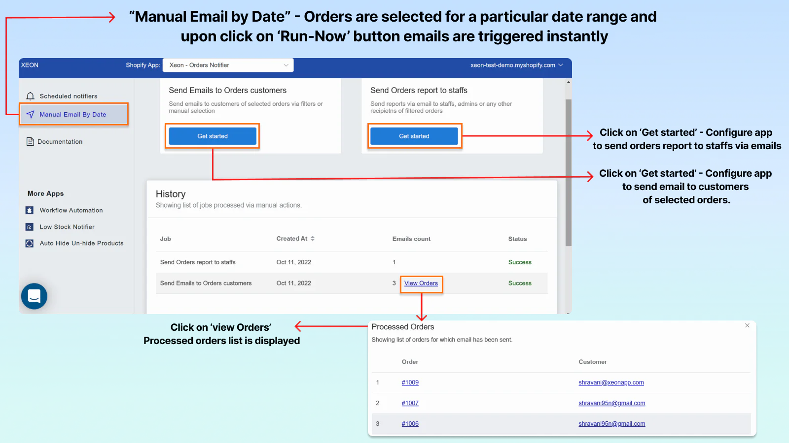 Handmatige e-mail per datum Dashboard