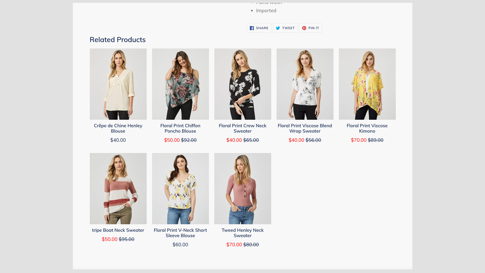 Front butik visning: Vis under produktdetaljer