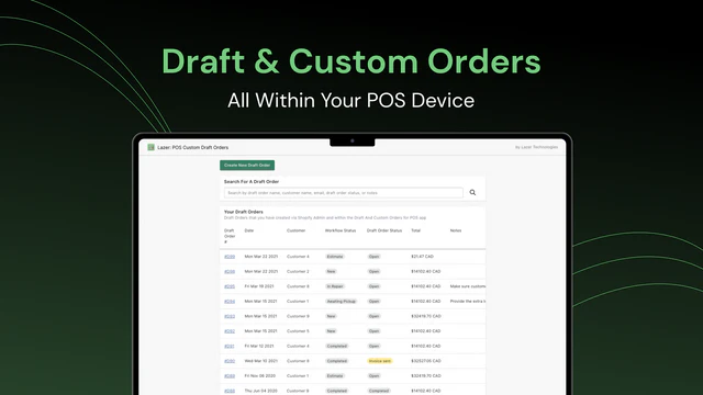 Udkast Ordrer For POS Dashboard