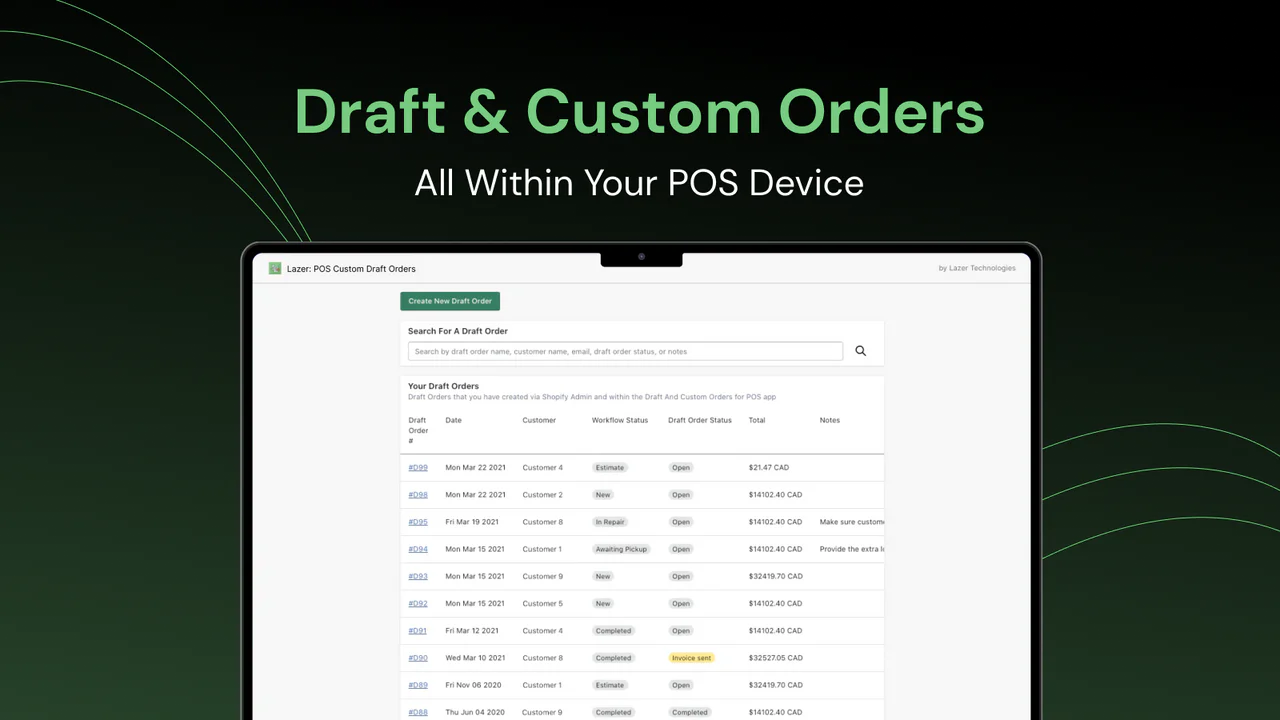 Draft And Custom Orders For POS