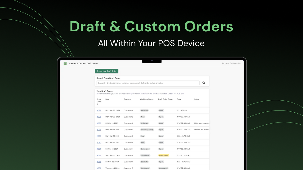 Custom & Draft Orders For POS Screenshot