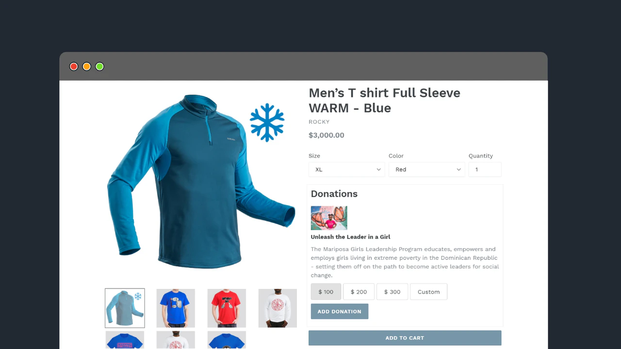 Donation on Product Page