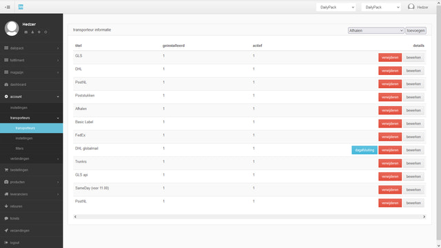 Installeer alle verzendproviders