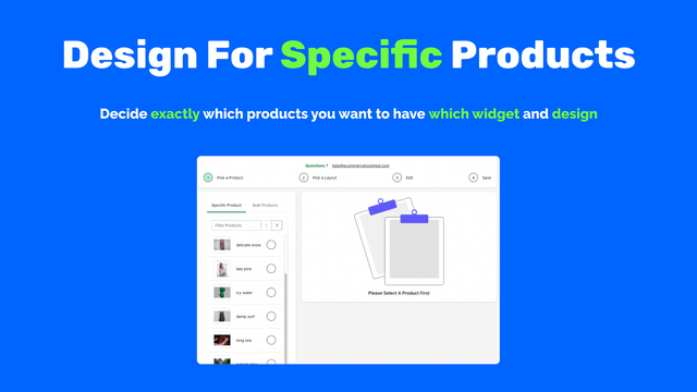 Design widgets for specific products 