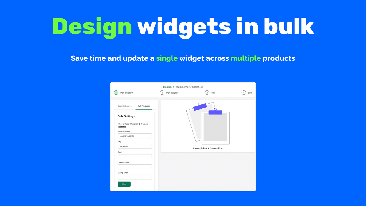 Design widgets in bulk