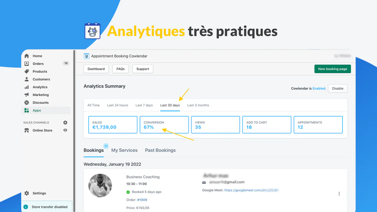 Analytiques très simples pour vos rendez-vous (appointment,book)