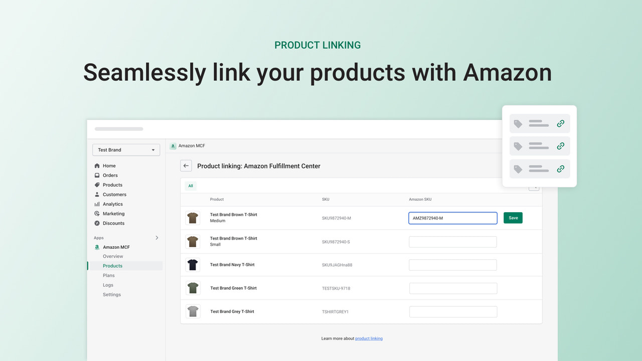 Seamlessly link your products with Amazon