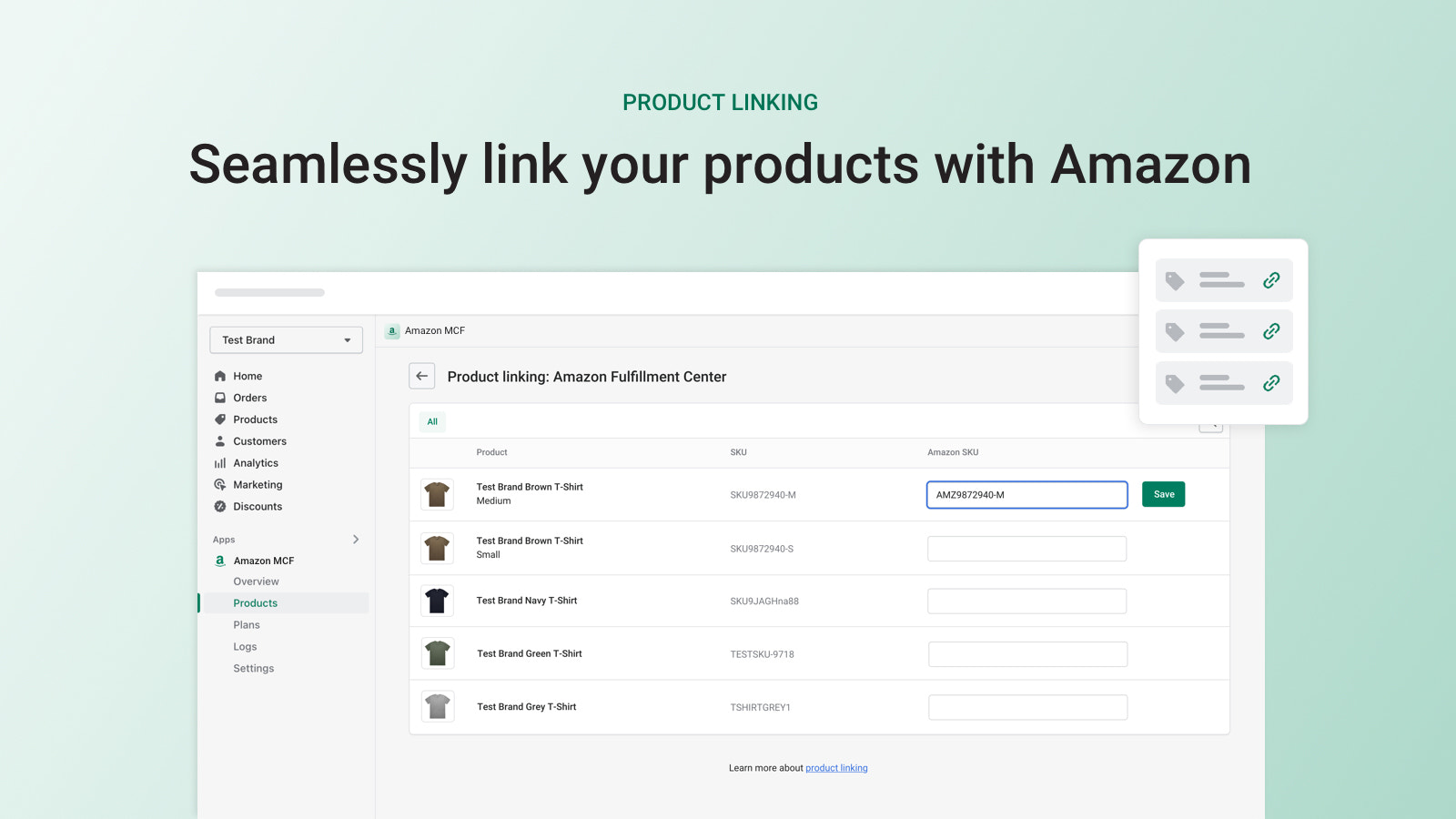 Seamlessly link your products with Amazon