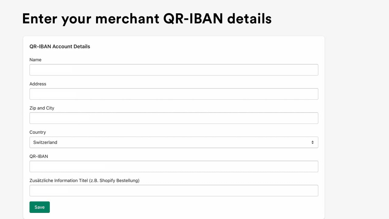 Insira suas informações de comerciante.