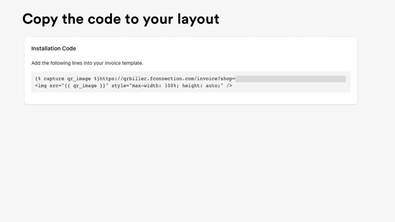 Copiez le code sur la mise en page de votre facture.