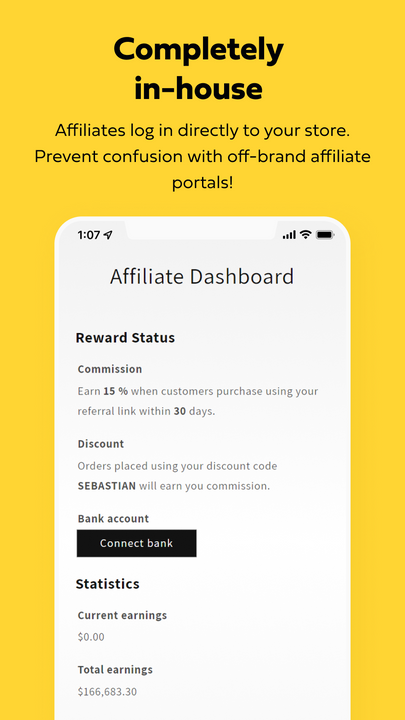 Simple Affiliate - Tableau de bord d'affiliation mobile