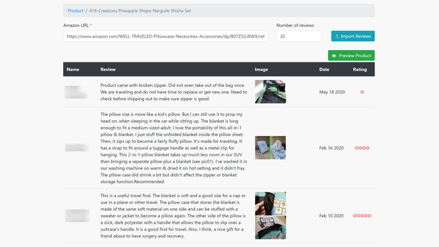 Import reviews from Amazon
