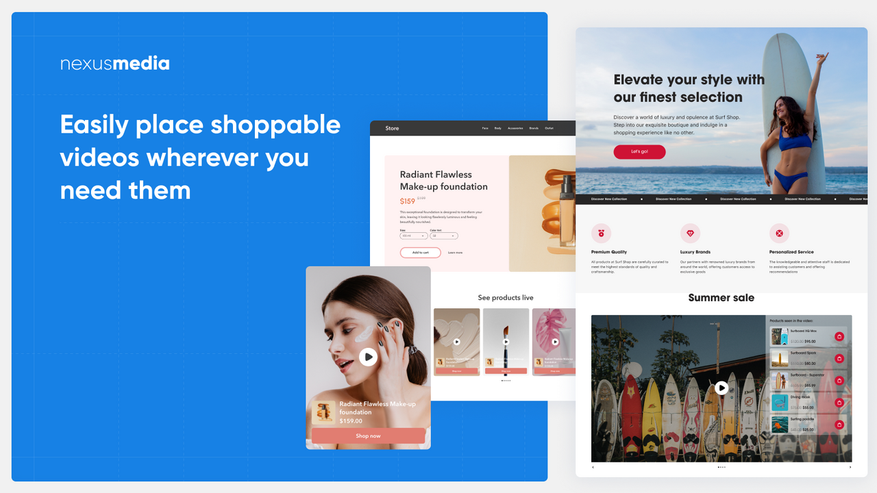 Easily place shoppable videos wherever you need them.