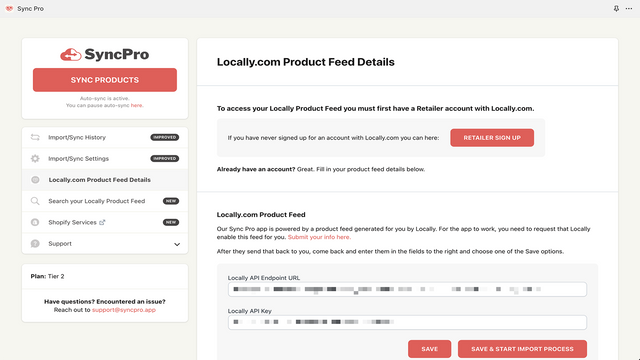 Detalles del Feed de Productos de Locally.com