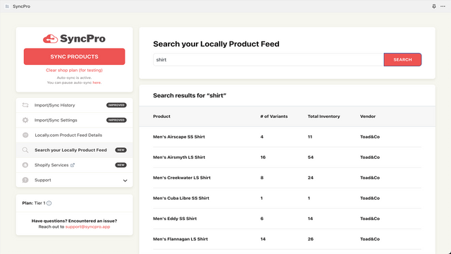 Recherchez votre flux de produits Locally.com