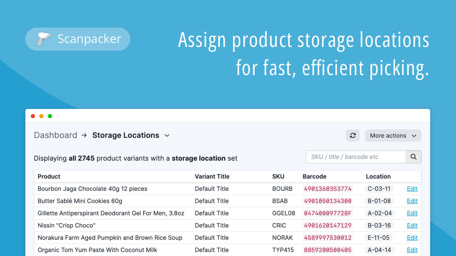 Assign product storage locations for fast, efficient picking