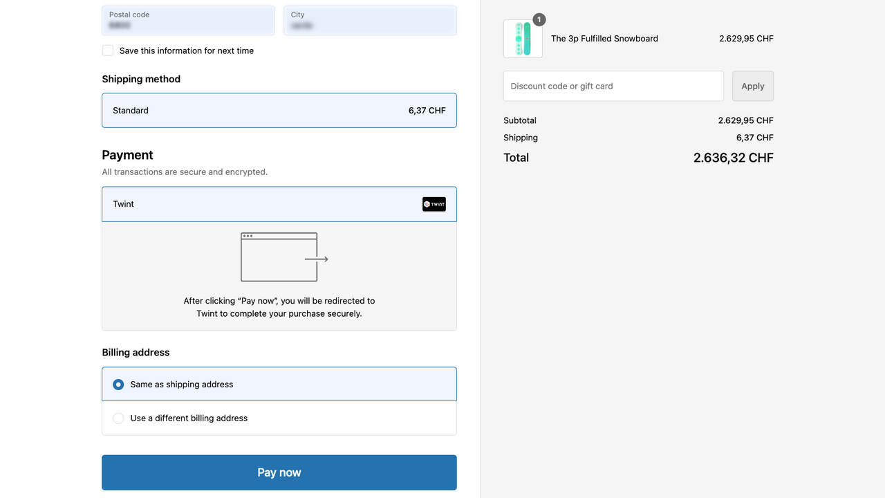 Page de paiement