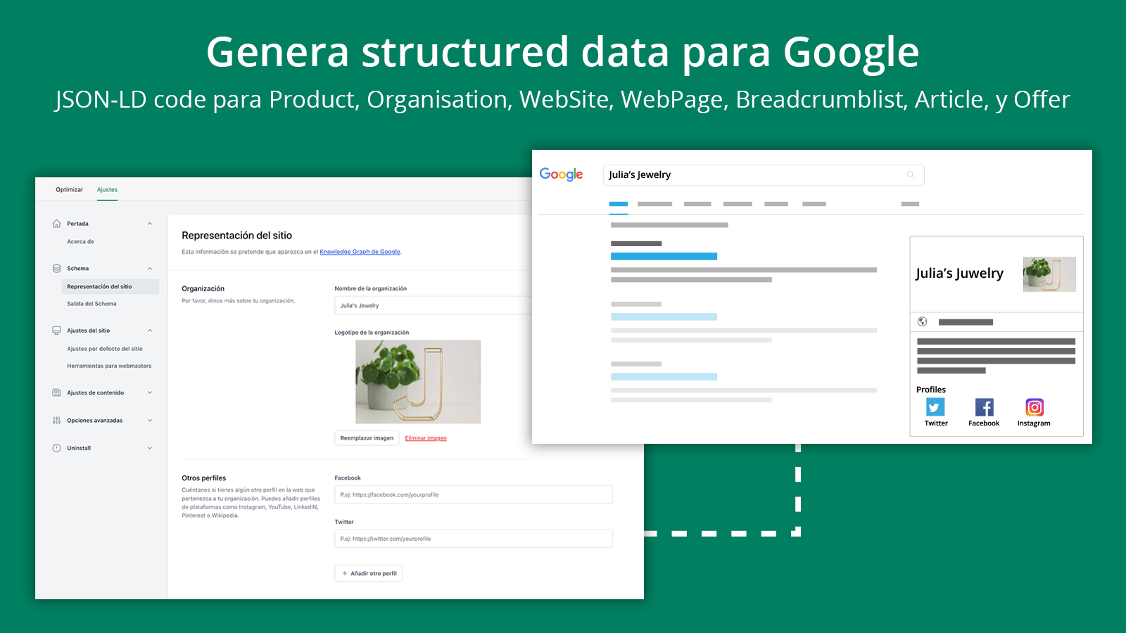 Los ajustes de Yoast SEO proporcionan un gráfico de conocimiento