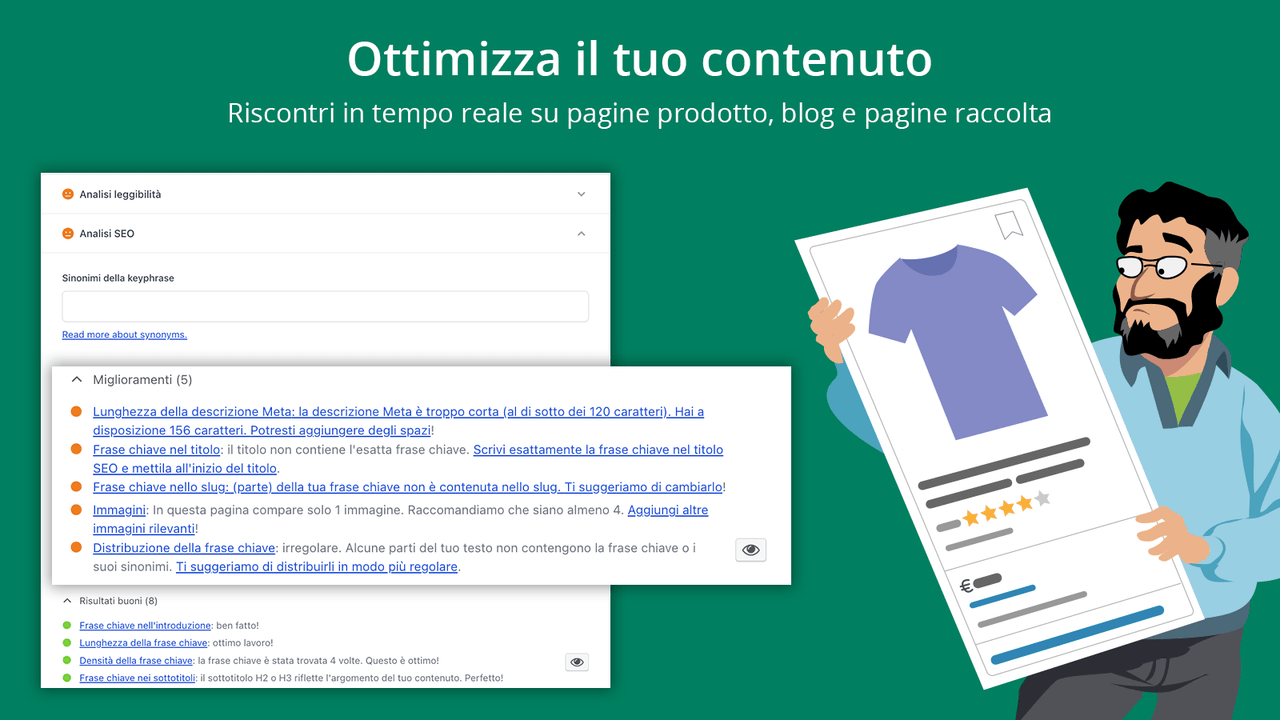 Ottimizza i contenuti con leggibilità Yoast e analisi SEO