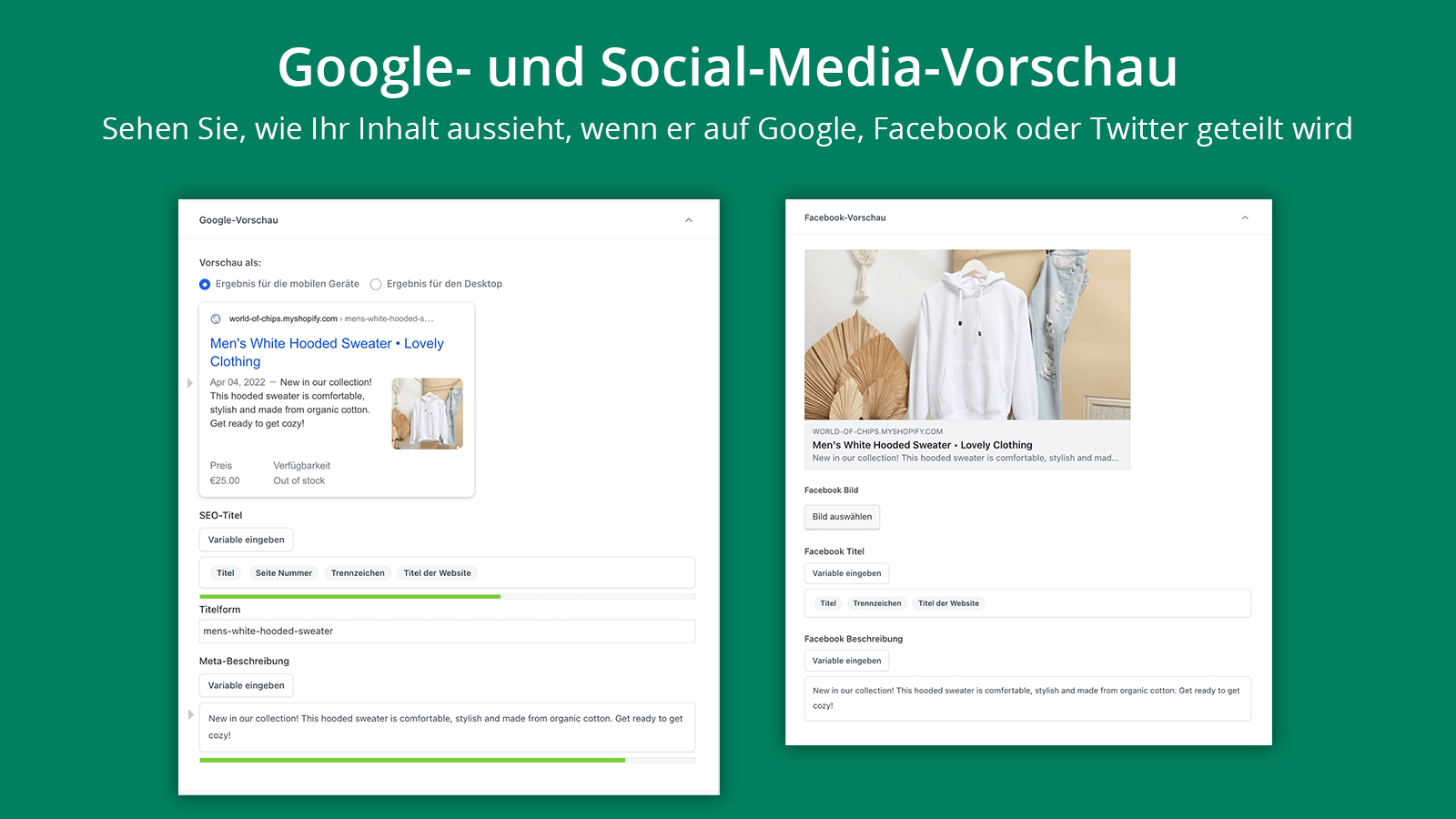 Google- und Social-Media-Vorschau für tolle geteilte Inhalte