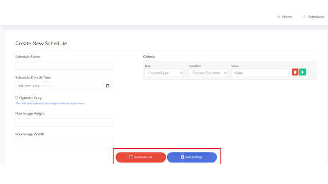 Crear nuevo horario