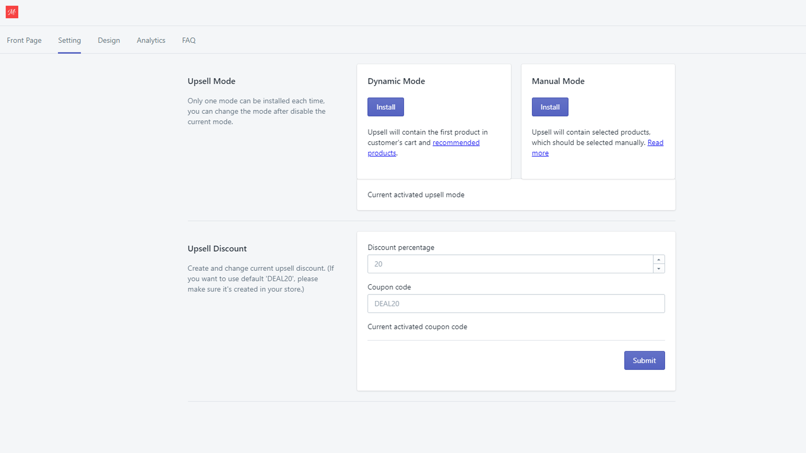 Configuración de la aplicación