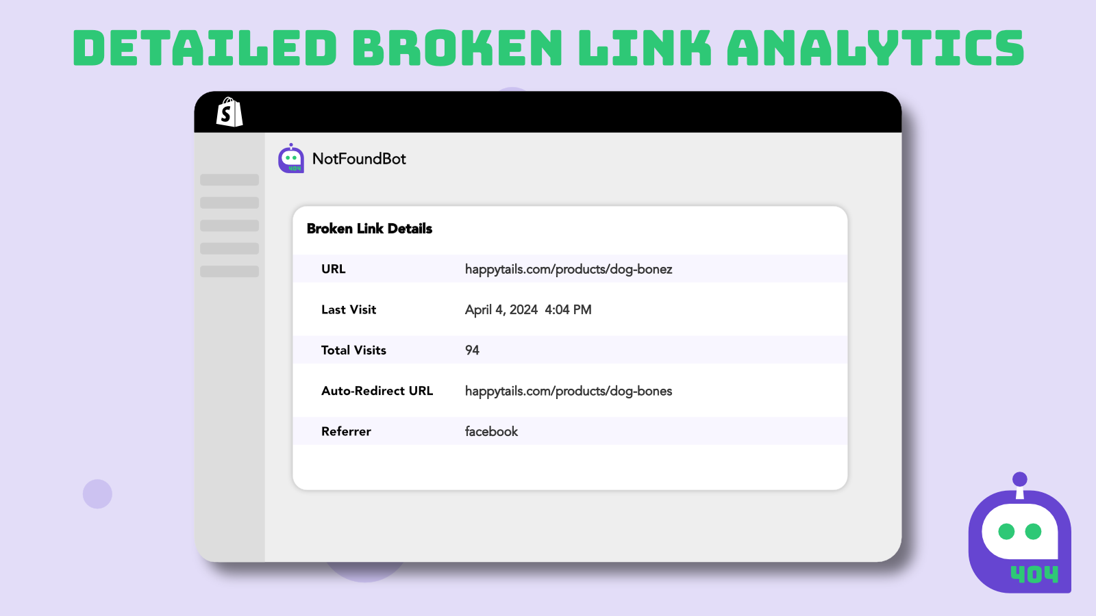 See detailed information about specific broken links