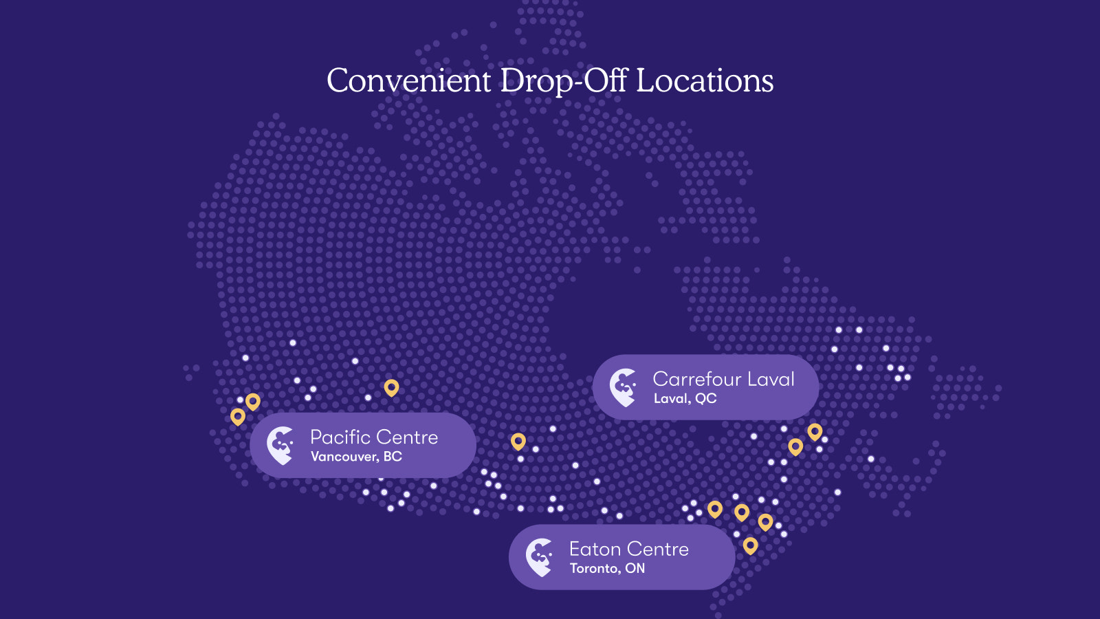 Handige drop-off locaties in heel Canada