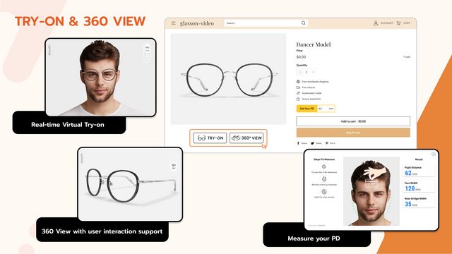 Try-On, 360 View & PD Measurement