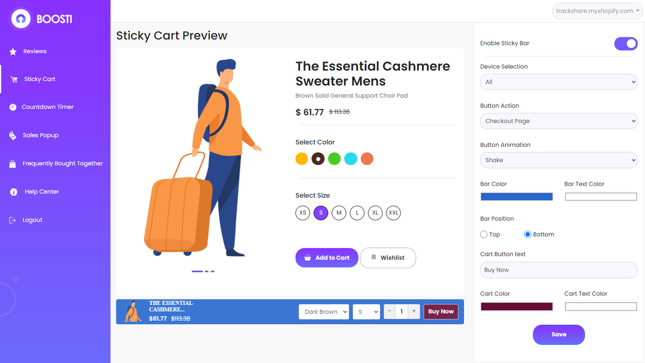 Sticky Cart Setting