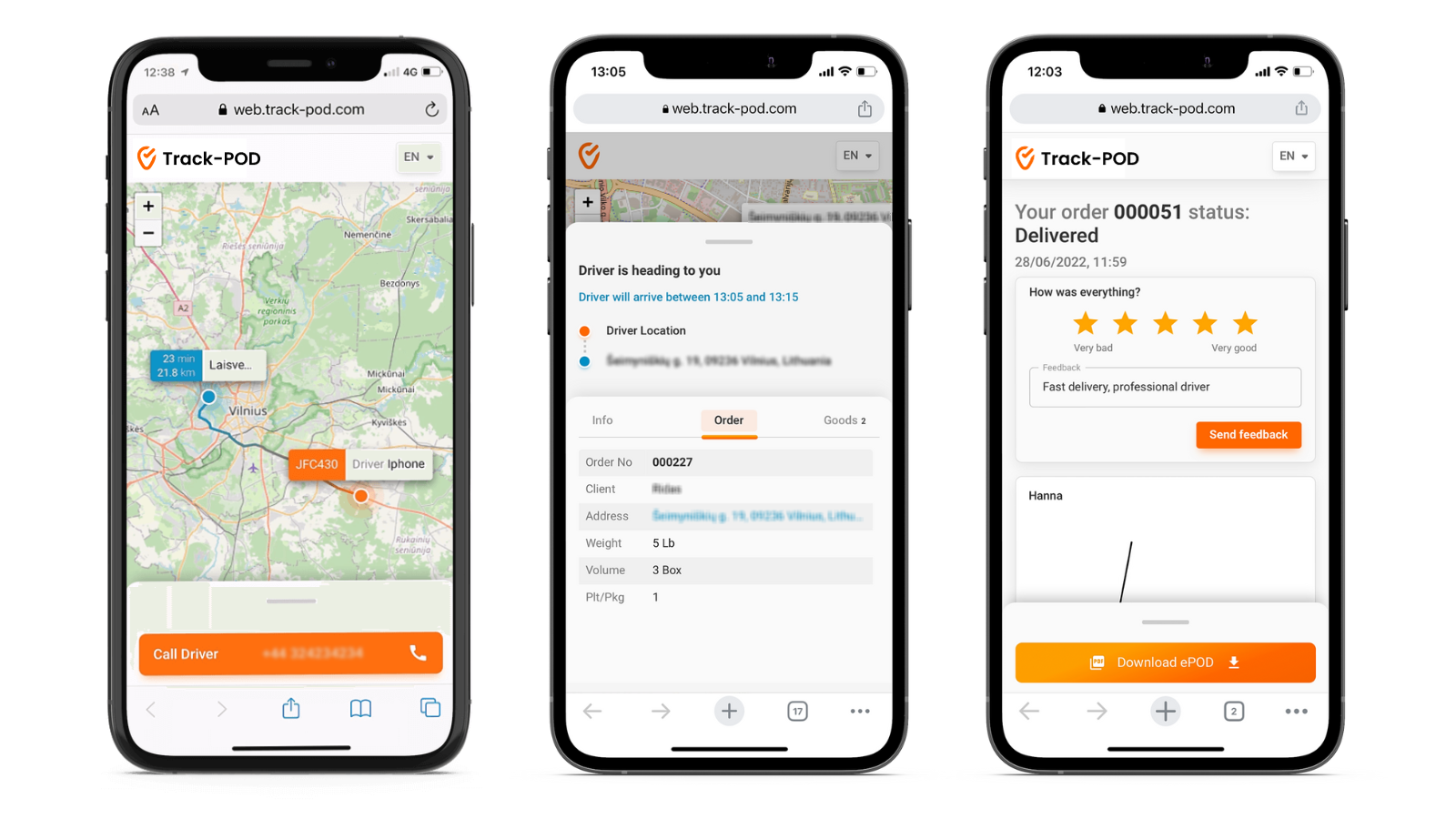 Live tracking & ETA meldingen voor klanten